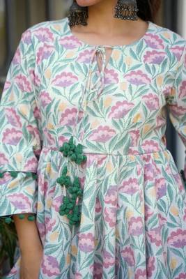 Trijal fab women's cotton blend floral printed flared top 4