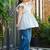 women's cotton blend floral printed flared top