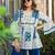 women's cotton blend floral printed flared top