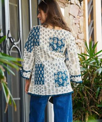 women's cotton blend floral printed flared top 4