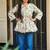 women's cotton blend floral printed flared top