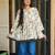 women's cotton blend floral printed flared top