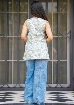 women's cotton blend floral printed flared top 3