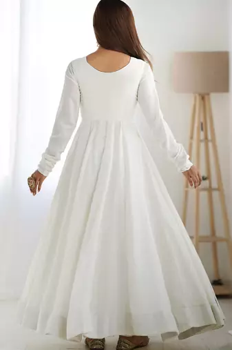 women's georgette embroidered anarkali gown with dupatta set