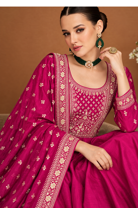 Magenta Embroidered Anarkali Gown with Designer Dupatta – Premium Festive Ethnic Wear 3