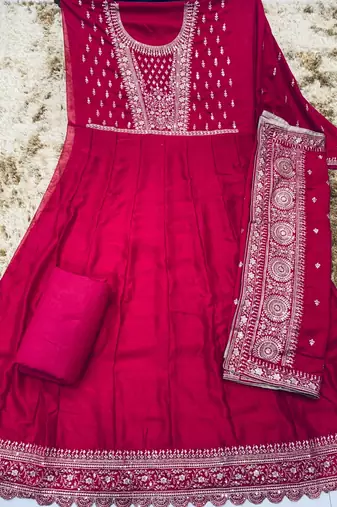 Magenta Embroidered Anarkali Gown with Designer Dupatta – Premium Festive Ethnic Wear