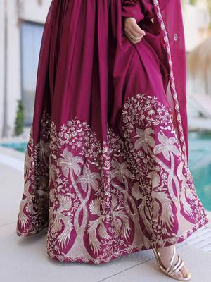 women's georgette embroidered anarkali gown with dupatta set 5