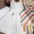White flared anarkali kurta set with printed dupatta & pant