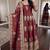 Heavy peacock embroidered maroon anarkali suit set with dupatta & pant