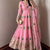 Heavy peacock embroidered pink anarkali suit set with dupatta & pant