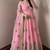 Heavy peacock embroidered pink anarkali suit set with dupatta & pant