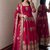 Heavy peacock embroidered rani pink anarkali suit set with dupatta & pant