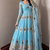Heavy peacock embroidered sky blue anarkali suit set with dupatta & pant