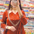 Women rust orange embroidered short kurti with sharara & dupatta set