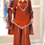 Women rust orange embroidered short kurti with sharara & dupatta set