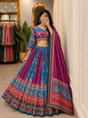 Blueish & Purple Navratri Lehenga Choli With Dupatta 1
