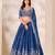 Royal Blue Silk Blend Semi Stitced Lehenga Choli with Thread & Sequence Work