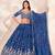 Royal Blue Silk Blend Semi Stitced Lehenga Choli with Thread & Sequence Work