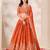 Orange Silk Blend Semi Stitced Lehenga Choli with Thread & Sequence Work