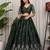 Emerald Silk Blend Semi Stitced Lehenga Choli with Thread & Sequence Work