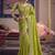 parrot green zari tissue heavy embroidery designer saree
