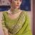 parrot green zari tissue heavy embroidery designer saree