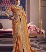 orange tissue heavy embroidery designer saree