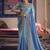 shaded sky blue tissue heavy embroidery designer saree