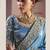 shaded sky blue tissue heavy embroidery designer saree