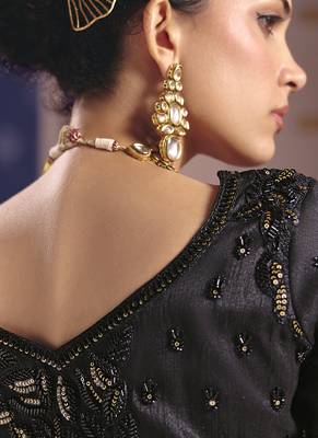 black tissue heavy embroidery designer saree 2