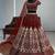 maroon taffeta silk embroidered wedding lehenga choli