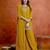Mustard silk blend beads embroidery sequence work kurta palazzo dupatta set
