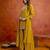Mustard silk blend beads embroidery sequence work kurta palazzo dupatta set