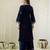 Navyblue velevt embroidery sequence work kurta pant dupatta set