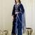 Navyblue velevt embroidery sequence work kurta pant dupatta set