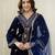 Navyblue velevt embroidery sequence work kurta pant dupatta set