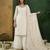 Offwhite art silk embroidery sequence work kurta palazzo dupatta set