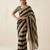 Black Color Hand Aari Work With Real Handwork Gold Mirror Work Silk Blend Saree