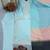 Sky-blue rayon embroidered kurta set