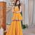 Dark-yellow faux georgette printed palazzo set