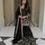 Black silk blend embroidered sharara set