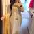 Cream silk blend embroidered kurta set