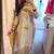 Cream silk blend embroidered kurta set