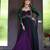 Purple silk blend embroidered anarkali set