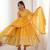 Yellow silk blend embroidered anarkali set