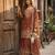 Brown faux georgette embroidered sharara set