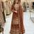 Brown faux georgette embroidered sharara set