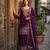 Purple faux georgette embroidered sharara set