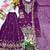 Purple faux georgette embroidered sharara set