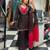 Dark-brown silk blend embroidered palazzo set